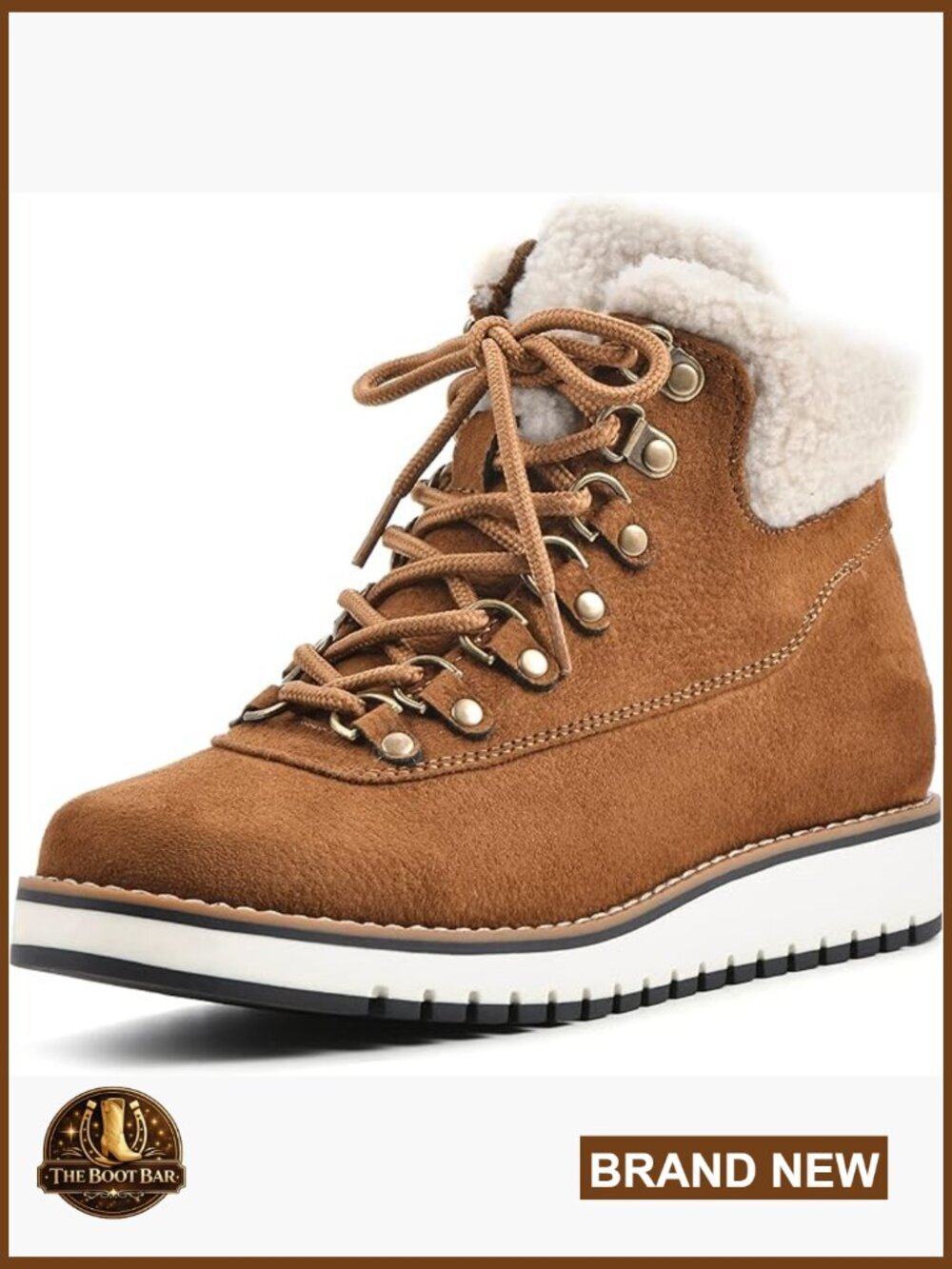 Lace-Up Ankle Boots Water Resistant Hiking Shoes Flat Heel